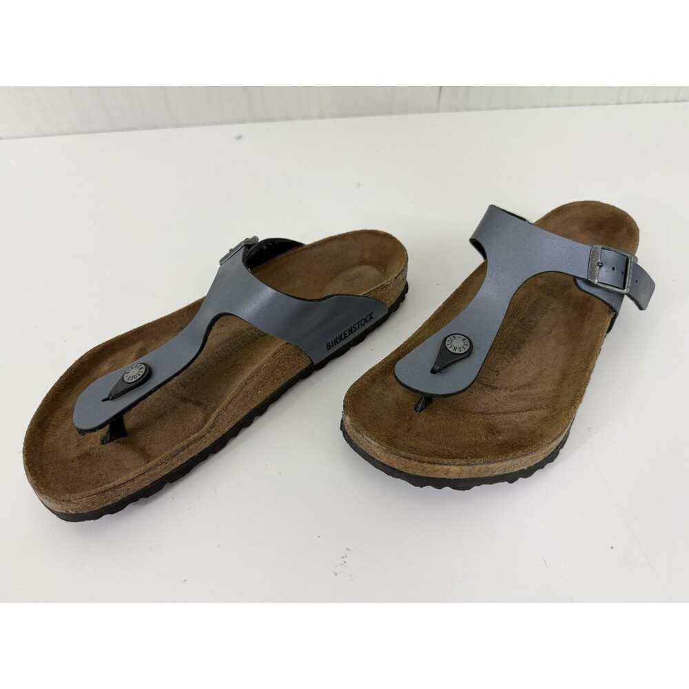 Birkenstock Gizeh Onyx Blue Birko Flor Thong Sandals EU 39 US 8-8.5 Slow Fashion